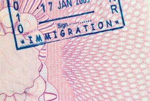 Immigration stamp on passport